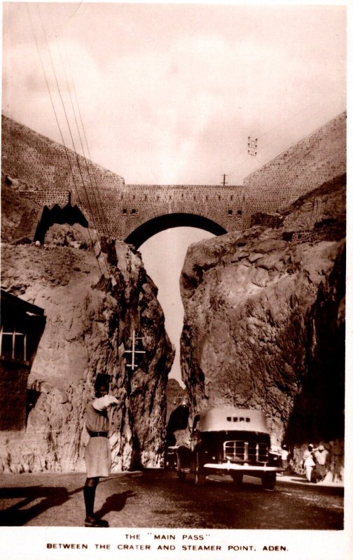 Yemen Aden The Main Pass Between The Crater And Steamer Point Vintage RPPC 09.90