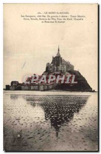 Old Postcard Mont Saint Michel the East Coast Remparts left to right turns Be...
