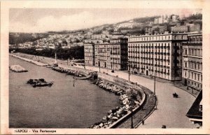 Vtg Napoli Via Partenope Naples Italy 1910s Old Street View Postcard