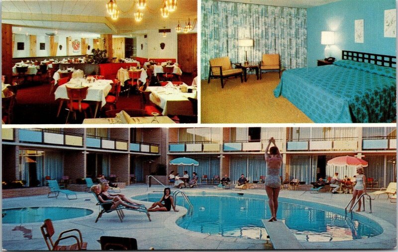 Postcard Alabama Mobile St. Francis Hotel Courts Swimming Pool Roadside 1961 V69