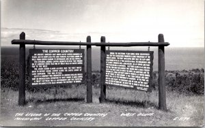 RPPC Sign, Legend of Copper Country West Bluff MI Vintage Postcard X45