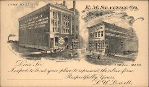 Loweel Lynn Lawrence MA EM Slayton Co Illustrated Postal Card 1890s