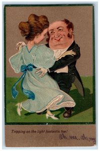 c1910's Sweet Couple Romance Dancing Embossed Chicago IL Posted Antique Postcard