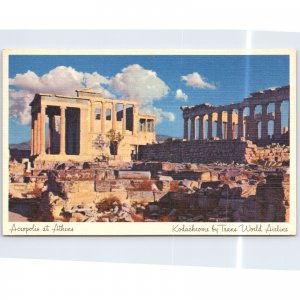Postcard Acropolis Athens Greece Trans World Airline