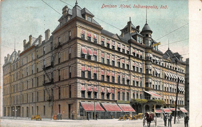 Denison Hotel, Indianapolis, Indiana, early postcard, used in 1909