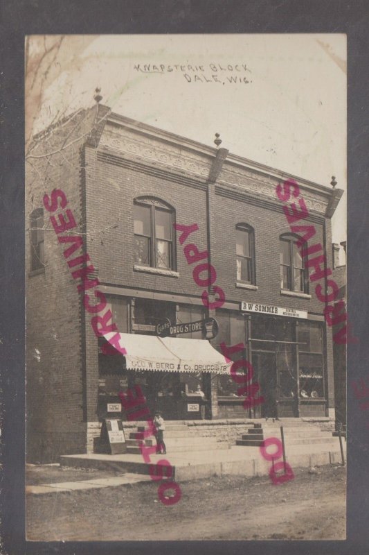 Dale WISCONSIN RPPC 1911 GENERAL STORE Knapsterie Block nr Appleton New London