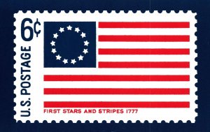 VINTAGE POSTCARD AMERICAN BICENTENNIAL 1776 - 1976 FIRST STARS AND STRIPES 1777