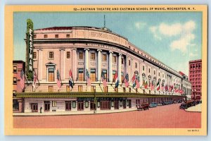 Rochester New York NY Postcard Eastman Theatre And School Of Music c1940's Cars