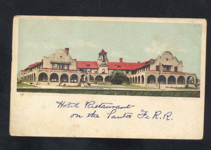 LAS VEGAS NEW MEXICO HOTEL CASTENADA RAILROAD DEPOT SANTA FE 1906 POSTCARD