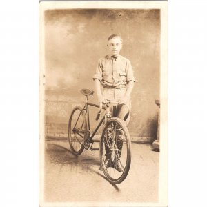 Rare RPPC - Shorty Curran - Dayton Racing Bicycle - Vintage Real Photo Postcard