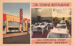 Brunswick Georgia The Towne Restaurant Vintage Postcard AA58307