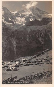 Murren Switzerland Breithorn Real Photo Vintage Postcard JF686530