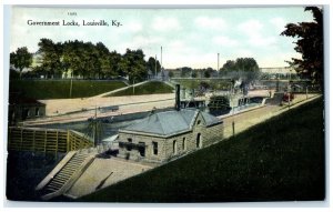 c1910 Government Locks Exterior Steamer Ship Canal Louisville Kentucky Postcard