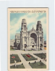 Postcard Stalely facade on the Basilica and A section of the Park, Canada