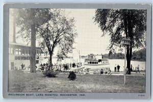 Rochester Indiana Postcard Excursion Boat Lake Manitou Steamer Ship 1940 Vintage