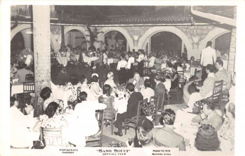 Havana Cuba Sans Souci Restaurant Dining Room Real Photo Postcard AA41291