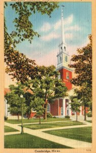 Vintage Postcard Historical Building Tower Landmark Cambridge Massachusetts MA