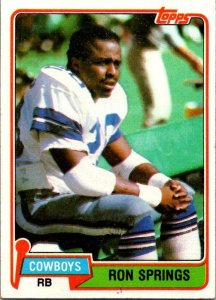 1981 Topps Football Card Ron Springs Dallas Cowboys sk60204