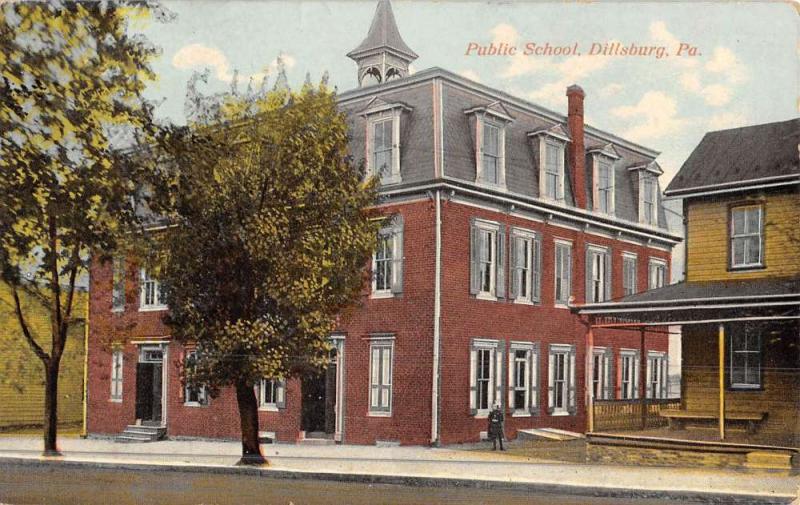 Dillsburg Pennsylvania Public School Street View Antique Postcard K44556