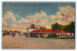 1943 Main Gate US Naval Air Station Jacksonville FL WW2 Soldier Mail Postcard