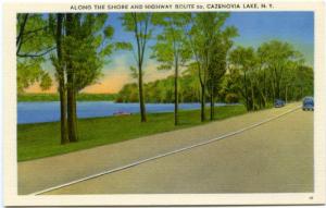 US Route 20 along shore of Cazenovia Lake NY, New York Linen