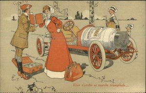 Fantasy Bottle Race Car CrŠme Simon Glycerine Advertising c1910 Postcard