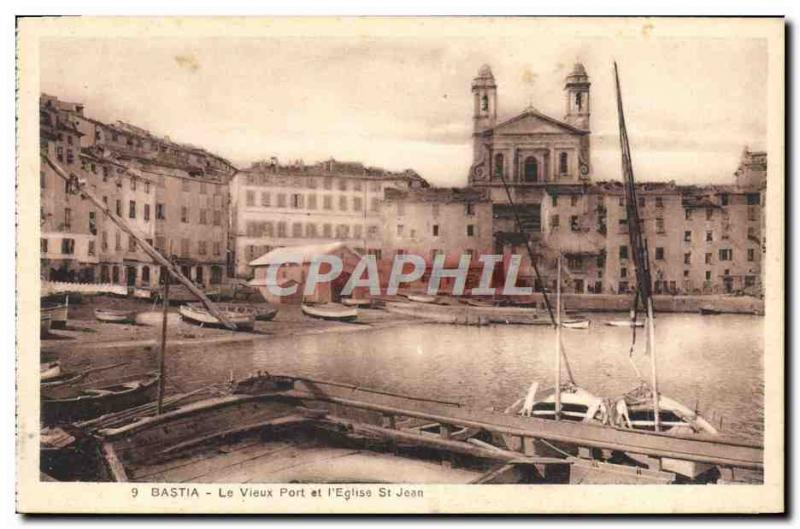 Old Postcard Bastia Old Port and St John & # 39Eglise