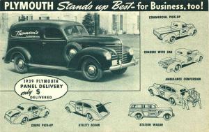 1939 Plymouth Commercial Panel Delivery Trucks Advertising Postcard