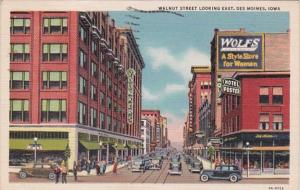 Iowa Des Moines Walnut Street Looking East 1941 Curteich