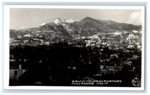 Bird's Eye View Griffith Observatory Hollywood California CA RPPC Photo Postcard 