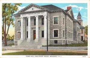 Westerly Rhode Island Town Hall Court House Exterior Antique Postcard K20119