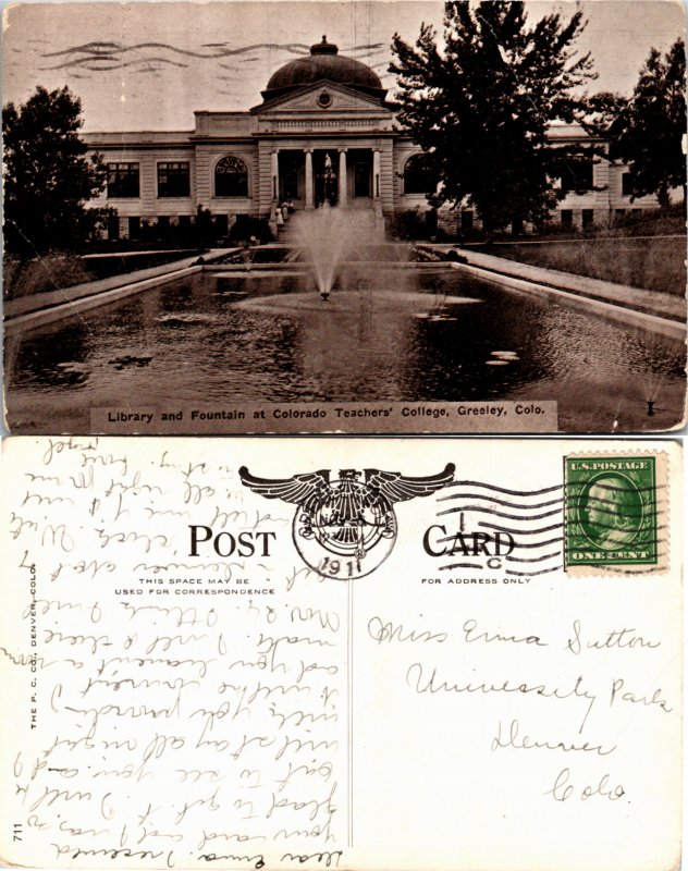 Library and Fountain, Coloardo Teachers' College, Greeley, Colorado (18064