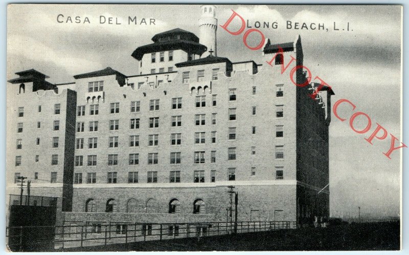 c1910s Long Beach, L.I. Casa Del Mar Litho Photo Postcard Island New York NY A28
