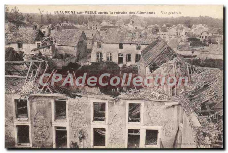 Postcard Old Beaumont-sur-Vesle After Retirement Germans Vue Generale