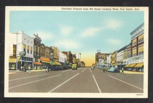 FORT SMITH ARKANSAS DOWNTOWN GARRISON STREET SCENE VINTAGE POSTCARD