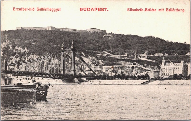 Hungary Budapest Elisabeth Bridge Vintage Postcard 09.40