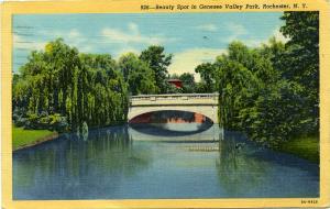 Beauty Spot in Genesee Valley Park - Rochester NY, New York - pm 1944 - Linen