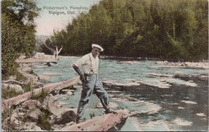 Fisherman's Paradise Nipigon Ontario ON ONT Fishing Unused Everett Postcard H47