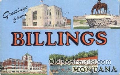 Billings, Montana USA Large Letter Town Unused 