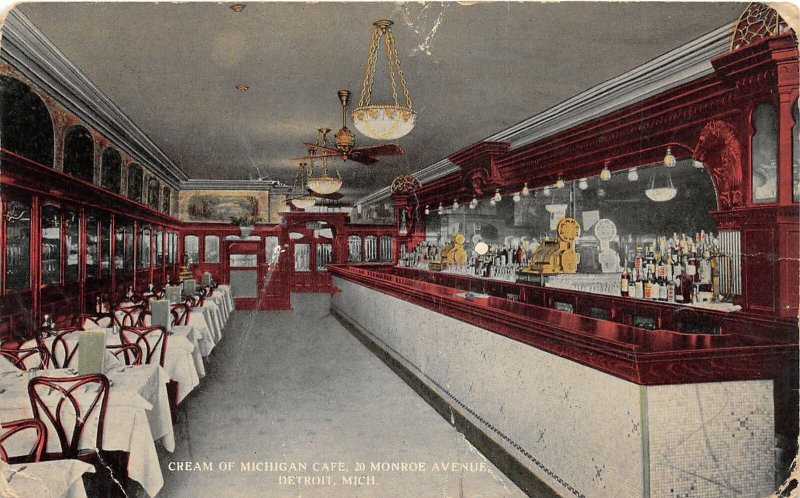 F70/ Detroit Michigan Postcard c1910 Cream of Michigan Café Interior