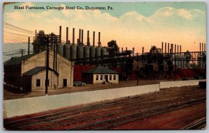 Vtg Duquesne Pennsylvania PA Blast Furnaces Carnegie Steel Company 1910 Postcard