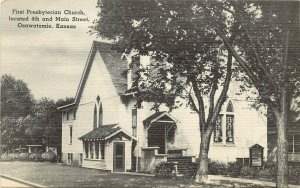 Vintage Postcard; First Presbyterian Church 4th & Main, Osawatomie KS Miami Co.