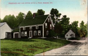 Vtg 1910s Residence and Law Office of EL Poor Sebago Maine ME Postcard