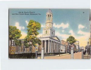 Postcard Old St. Paul's Church and New Parish House, Richmond, Virginia