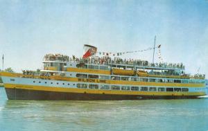 Wilson Lines  S.S. MOUNT VERNON Crowded Excursion Boat  c1950's Chrome Postcard