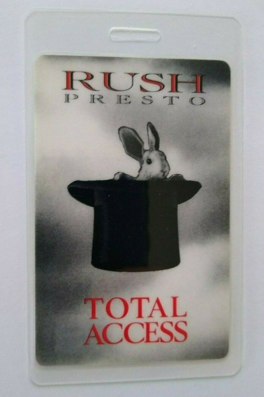 Rush Presto Backstage Pass Original 1990 Concert Tour Hard Rock Music Rabbit Hat