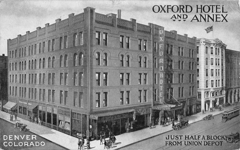 Denver Colorado Oxford Hotel And Annex Birdseye View Antique Postcard K20312