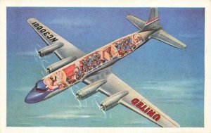 United Airlines 4-engined Main-liner Airplane Age of Flight Postcard