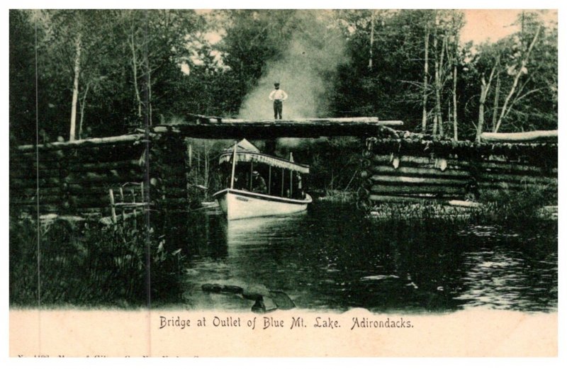 New York   Bridge at Outlet of  Blue Mountain Lake