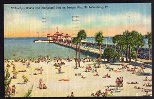 Florida ST. PETERSBURG Spa Beach Municipal Pier on Tampa Bay - pm1952 - LINEN